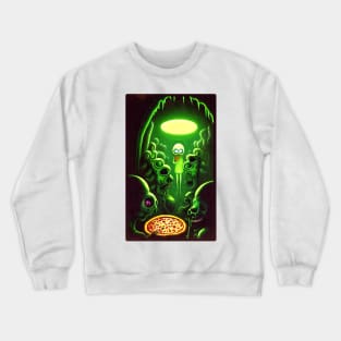 Creepy Aliens And Pizza Crewneck Sweatshirt